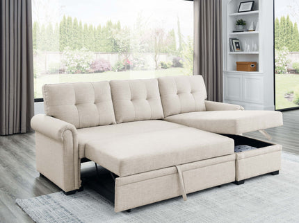 Upholstered Sleeper Sofa With Reversible Storage Chaise