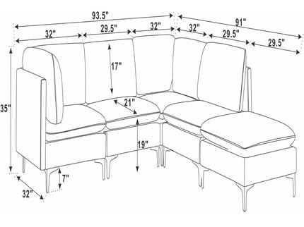 Upholstered Modular Sectional & Tall Legs