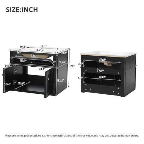 Wall Mounted Bathroom Vanity With Tip Out Drawer And Open Back Design