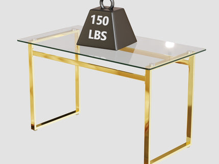 Modern Minimalist Rectangular Dining Table With Tempered Glass Top