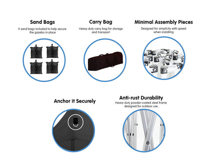 10'X20' Ez Pop Up Canopy Outdoor Portable Party Folding Tent With 6 Removable Sidewalls + Carry Bag + 4 Pieces Weight Bag