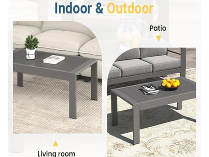 All-Weather Outdoor Coffee Table With Wood-Look Top