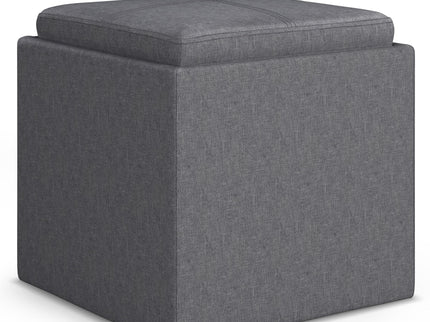 Rockwood - Upholstered Cube Storage Ottoman With Tray