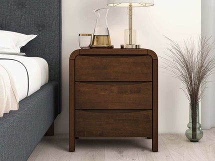 Lionel - Nightstand 3 Drawer Bed Side Table - Brown