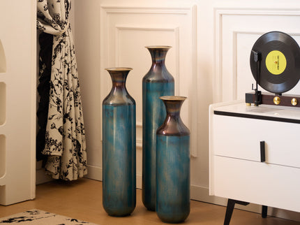 Modern Droplet Shaped Floor Vase Set, 3 Piece Home Decor