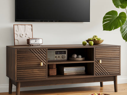 TV Stand, Entertainment Center With Storage, Media Console Table For Living Room - Walnut
