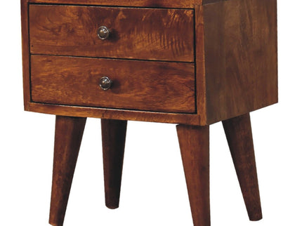 Mini Modern Bedside Table - Chestnut
