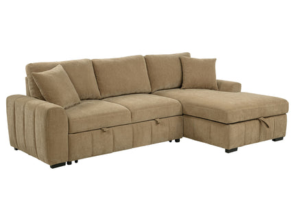 Logan - Sleeper Sectional Sofa With Right Arm Chaise - Camel