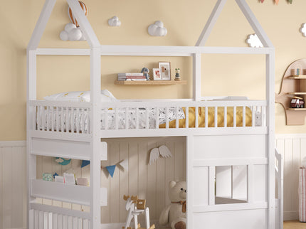 House Bed With Built-In LED Shelf Light