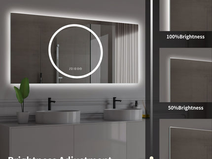 LED Vanity Mirror With Anti Fog & Dimmable Lights, Wall-Mounted - Antique Silver