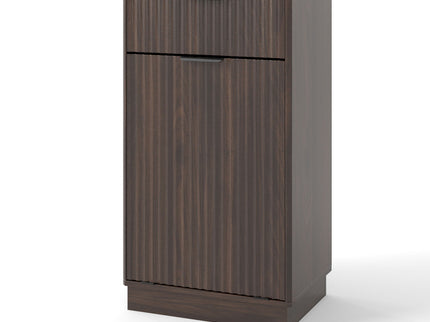 Tilt Out Trash Can Cabinet With Wave Textured Drawer & Pull Out Bin