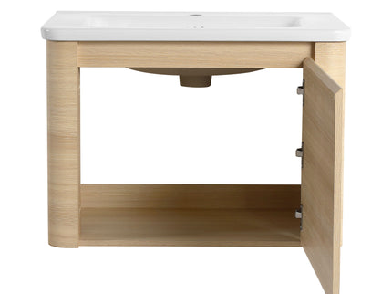 Wall Mounted Bathroom Vanity With Sink, Storage Shelves & Soft Close Door