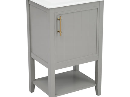 Modern Bathroom Vanity With Sink, Soft-Closing Door And Open Shelf