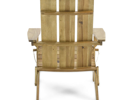Outdoor Foldable Adirondack Chair With Slat Back - Natural
