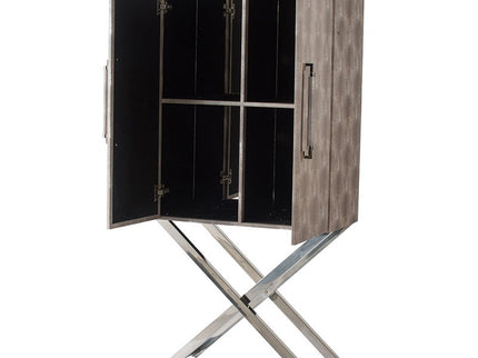 Cabinet - Silver - Faux Leather