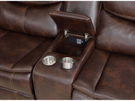 Mclean - Power Reclining Sectional Sofa With Storage Console - Dark Brown