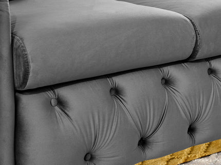 Button Tufted Couch With 2 Pillows, 3 Seater Luxury Chesterfield Sofa