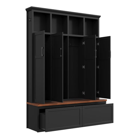 Hall Tree With 4 Hidden Cabinets