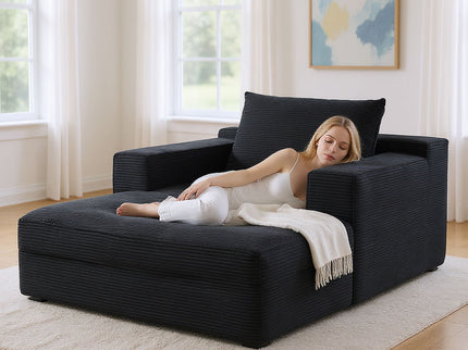 Convertible Chaise Lounge Chair With Wide Armrest & Throw Pillows