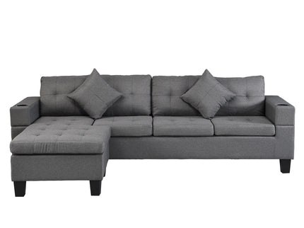Sectional Sofa Set For Living Room With L Shape Chaise Lounge, Cup Holder And Left Or Right Hand Chaise Modern 4 Seat