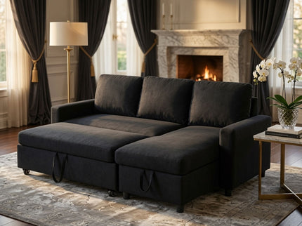 L - Shaped Convertible Sofa Bed With Storage Chaise
