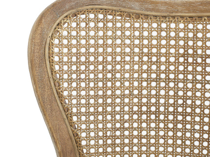 Classic Retro Dining Chair (Set of 2) With Rattan Backrest - Dark Brown / Beige