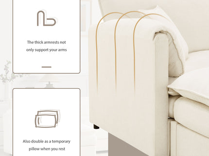 Modular Sectional With Deep And Wide Seat, Cloud Couch Set With Double Cushions Sofa With Movable Ottoman
