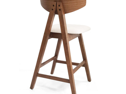 Mid Century Modern Counter Stool With V Shape Frame And Upholstered Seating
