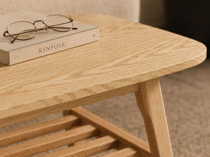 Coffee Table With Double Layer Storage For Living Rooms - Wood