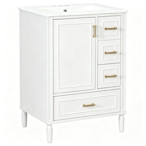 Modern Bathroom Vanity With Sink, Soft Close Doors, 3 Drawers
