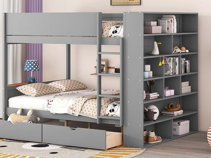 Bunk Bed With 2 Drawers And Multi Layer Cabinet