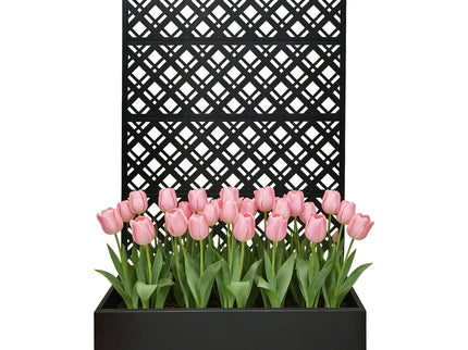 Rhombus Planter Raised Garden Bed With Trellis For Climbing Plants - Black