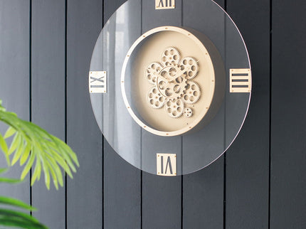 Round Moving Gear Roman Numeral Clock - Multicolor