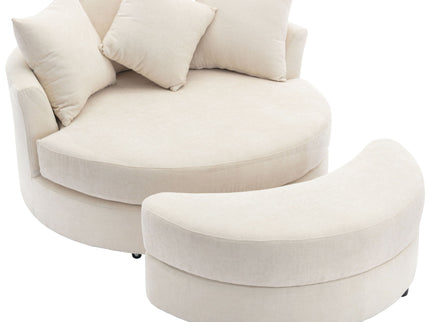 360° Swivel Accent Barrel Chair With Storage Ottoman & 4 Pillows, Modern Leisure Chair Round Accent For Living Room