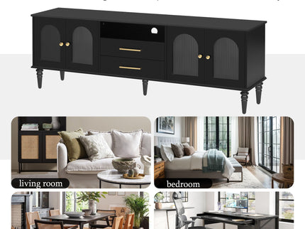 TV Stand For TVs Up To 75", Entertainment Center Media Console For Living Room - Black