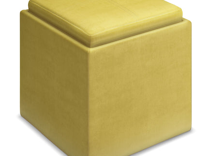 Rockwood - Upholstered Cube Storage Ottoman With Tray