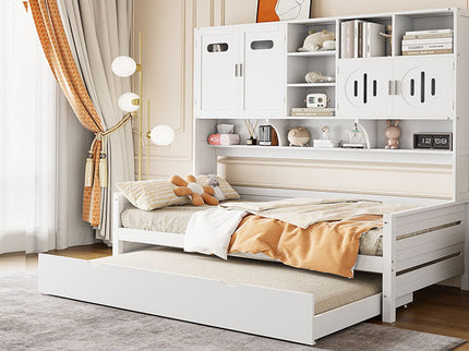 Daybed With All-In-One Cabinet And Shelf