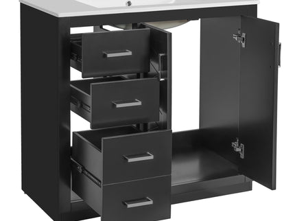 Bathroom Vanity With Sink Combo, Storage Cabinet, Freestanding Set With 3 Drawers & Soft Closing Doors