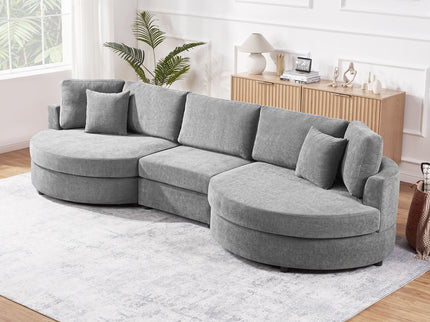 Modern 3 Seater Upholstered Sofa With Curved Design