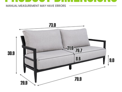 Outdoor Bench Seat Sofa, Sunbrella Cushion, Weather Resistant For Patio - Ember Black