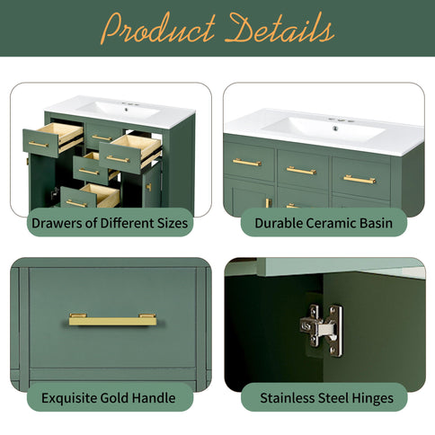 Bathroom Vanity With Sink Combo Set, Modern Bathroom Cabinet With 4 Drawers