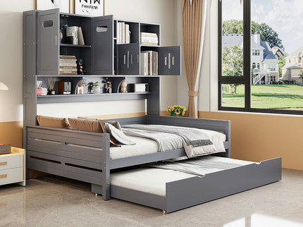 Daybed With All-In-One Cabinet And Shelf