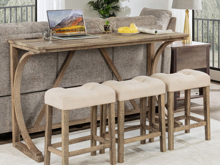 Bar Table Set With 3 Padded Stools