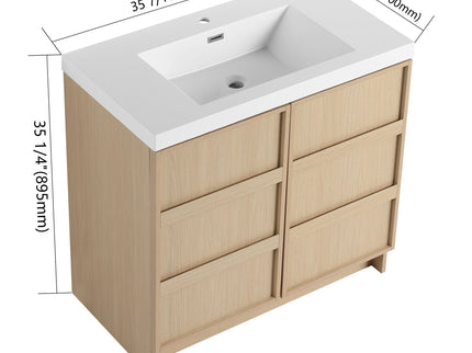 Freestanding Bathroom Vanity With Sink & 2 Soft Close Cabinet Doors