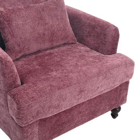 Modern Mid Century Wood Frame Armchair With Tufted Design