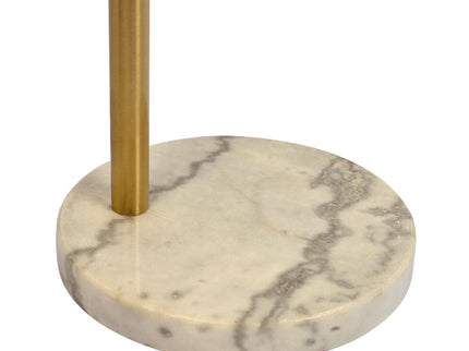 Oasis - Long Arm Gold Adjustable Floor Lamp With Round Marble Base - Gold / White Marble