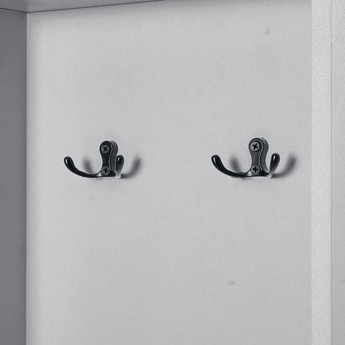Tall Freestanding Bathroom Storage Cabinet With Adjustable Shelves And Side Hooks