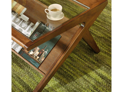 Coffee Table With Tempered Glass Top - Walnut