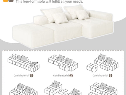 Modern Oversized Diy Combination Modular Sectional Sofa With Pillows