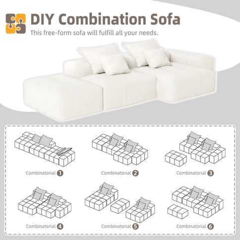 Modern Oversized Diy Combination Modular Sectional Sofa With Pillows